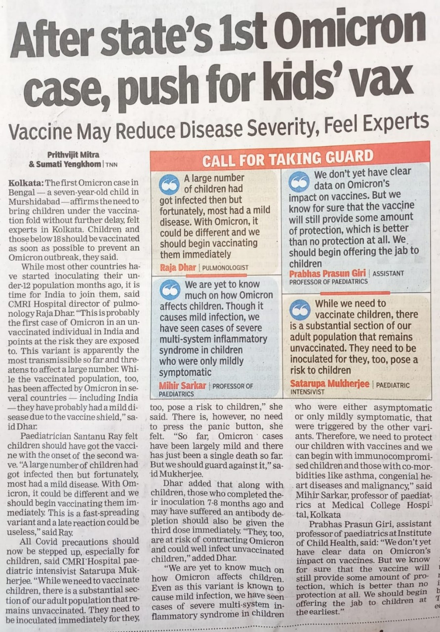 After West Bengal�s first Omicron case, push for kids� vax